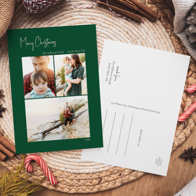 Postal Festiva Navidades modernos | Foto vertical verde 3 (Subido por el creador)