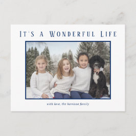 Postal Festiva Navidades modernos Minimalistas de foto azul simpl