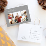 Postal Festiva Navidades modernos | Secuencia de comandos platead<br><div class="desc">Navidades modernos | guión plateado 5-foto postal de vacaciones es perfecto para su minimalista y chic saludo de vacaciones de boho plata y blanco. La caligrafía escrita a mano, mínima y caprichosa, es delicada y rústica, aunque elegante y elegante. Encontrará que todo lo relacionado con este producto es editable, así...</div>