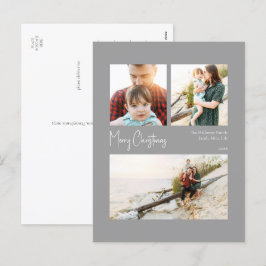 Postal Festiva Navidades modernos | Tres fotos centradas en plata