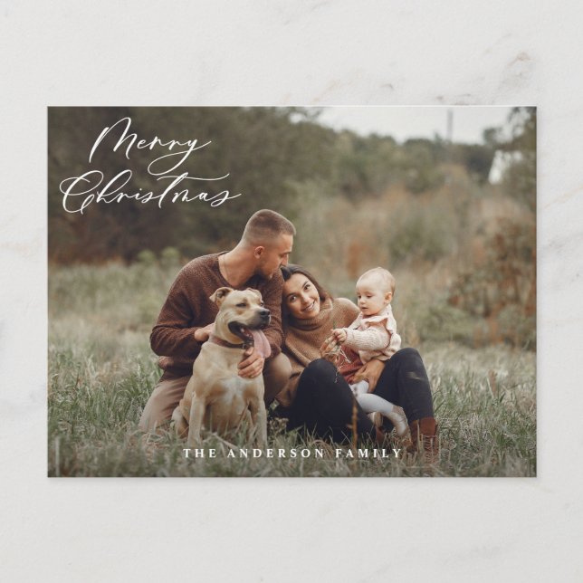 Postal Festiva Navidades modernos y mínimos de escritura de fleta (Anverso)