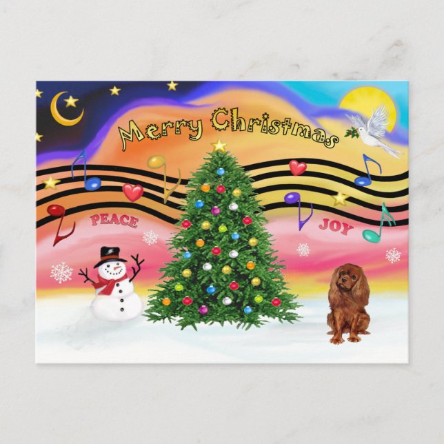 Postal Festiva Navidades Música 2 - Cavalier (Ruby) (Anverso)