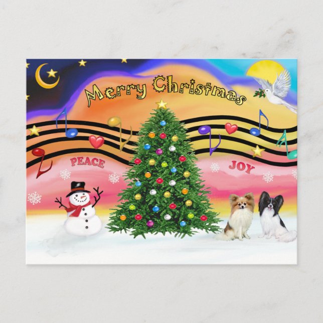 Postal Festiva Navidades Música 2 - Papillones (dos) (Anverso)