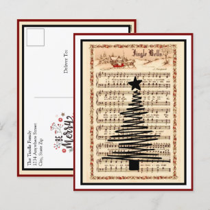 Postal Festiva navidades musicales de hojas de cosecha "Jingle Be
