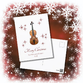 Postal Festiva Navidades musicales de violín de instrumentos