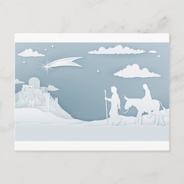 Postal Festiva Navidades Natividad Mary Joseph y Belén (Anverso)