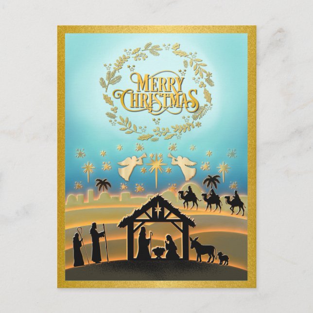 Postal Festiva Navidades Natividad Niño Jesús en la escena del Ma (Anverso)