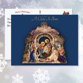 Postal Festiva Navidades Natividad Religiosa Añadir tu mensaje