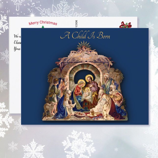 Postal Festiva Navidades Natividad Religiosa Añadir tu mensaje (Subido por el creador)