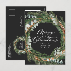 Postal Festiva Navidades negros de color acuático mínimo moderno