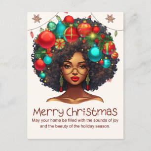 Postal Festiva Navidades negros Sista Melanin Queen Women Xmas