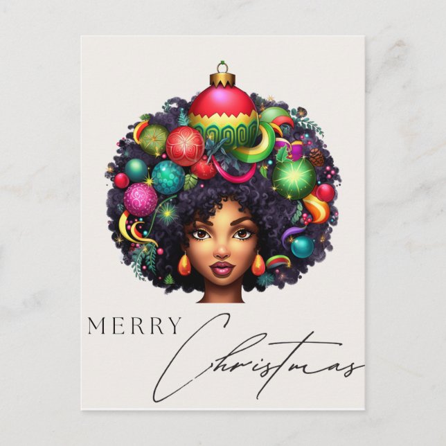 Postal Festiva Navidades negros Sista Melanin Queen Women Xmas (Anverso)