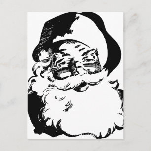 Postal Festiva Navidades negros y blancos retro Papá Noel