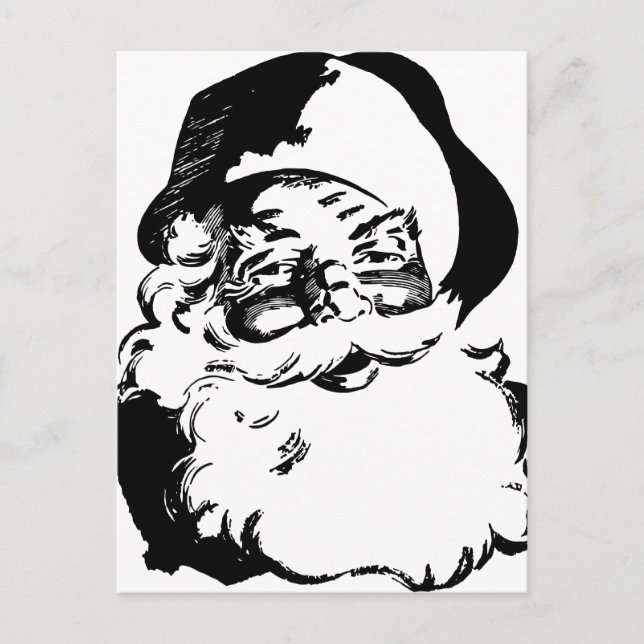 Postal Festiva Navidades negros y blancos retro Papá Noel (Anverso)