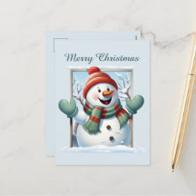 Navidades niños snowman añaden acuarela de texto H