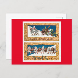 Postal Festiva Navidades Niños y Aves