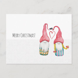 Postal Festiva Navidades nómadas enamorados acuarela pintada a ma