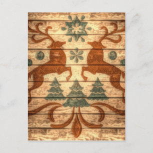 Postal Festiva Navidades nórdicos de renos primitivos