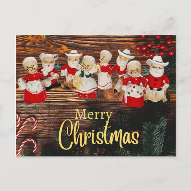 Postal Festiva Navidades occidentales Santa Claus Cowboy Sra. Cla (Anverso)