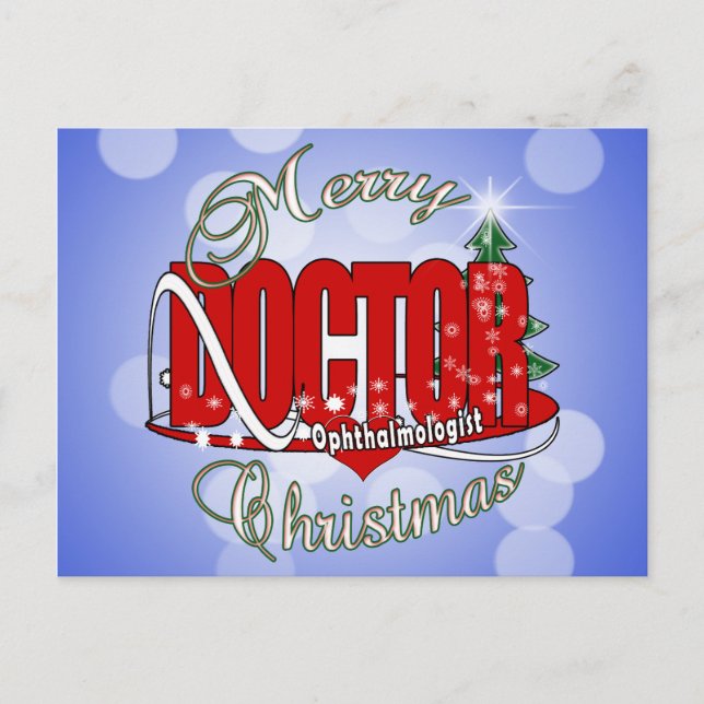 Postal Festiva NAVIDADES Oftalmólogo MÉDICA de EYE (Anverso)