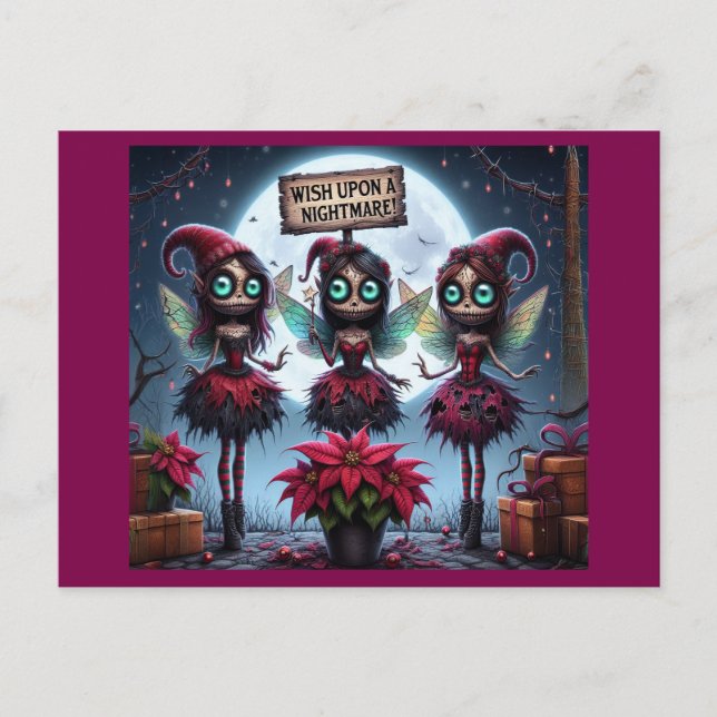 Postal Festiva Navidades oscuros Plum Fairy (Anverso)