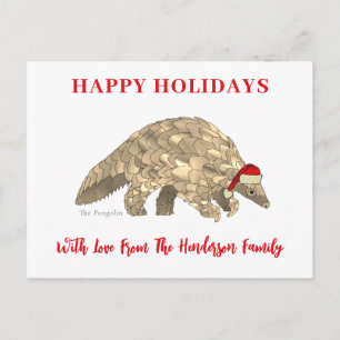 Postal Festiva Navidades Pangolin Cute Especies Amenazadas