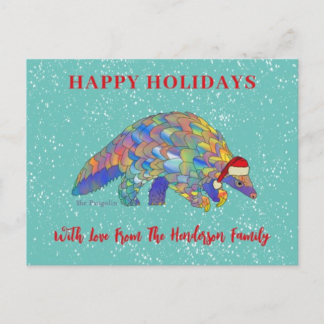 Postal Festiva Navidades Pangolin Cute Especies Amenazadas (Anverso)