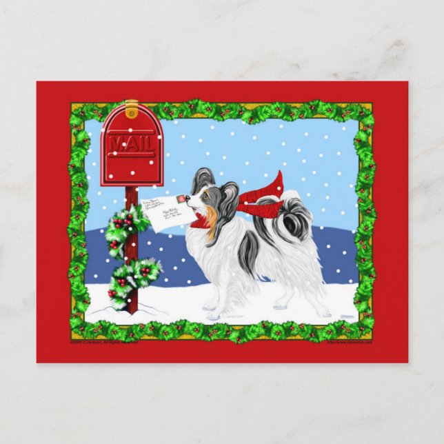 Postal Festiva Navidades Papillon Mail Tri Color (Anverso)