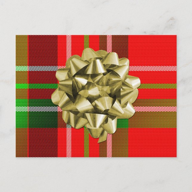 Postal Festiva Navidades Patrón y reverso de Tartán (Anverso)