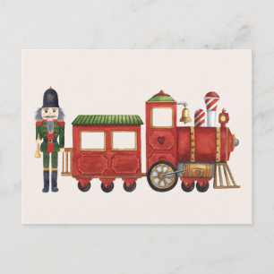 Postal Festiva Navidades peatones con tren