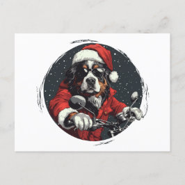 Postal Festiva Navidades Perro de montaña Bernese