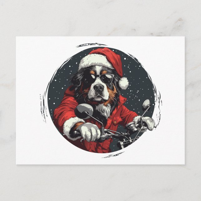 Postal Festiva Navidades Perro de montaña Bernese (Anverso)