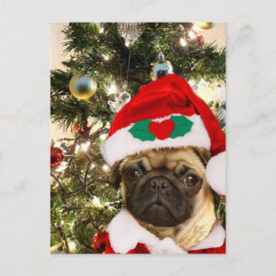 Postal Festiva Navidades Perro Pug