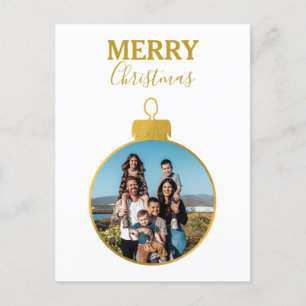 Postal Festiva Navidades personalizado Elegant Gold Photo Ornamen