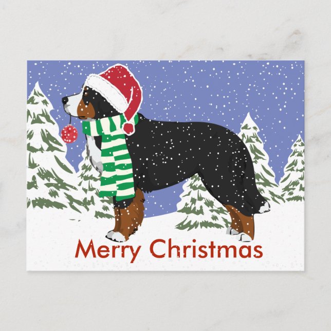 Postal Festiva Navidades personalizado Holiday Bernese Mountain D (Anverso)