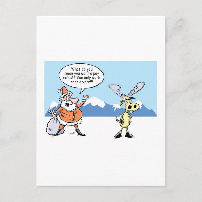 Postal Festiva Navidades Personalizado Santa y renos en huelga (Anverso)