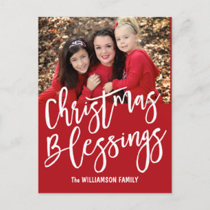 Postal Festiva Navidades personalizados bendiciendo foto familiar