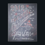 Postal Festiva Navidades personalizados Chalkboard Postcard<br><div class="desc">¡Añade el nombre de tu familia!</div>