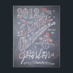 Postal Festiva Navidades personalizados Chalkboard Postcard<br><div class="desc">¡Añade el nombre de tu familia!</div>