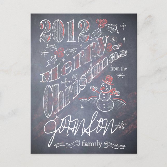 Postal Festiva Navidades personalizados Chalkboard Postcard (Anverso)