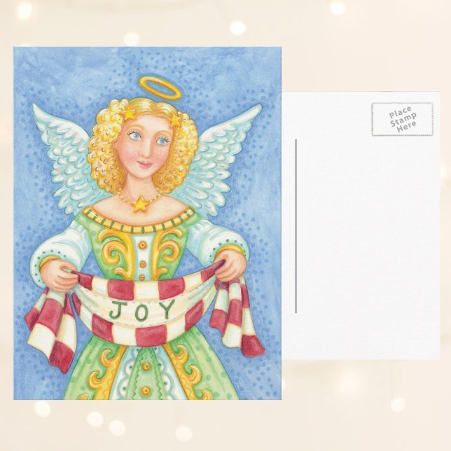 Postal Festiva Navidades Personalizados cortos Angel Halo con ban (Subido por el creador)