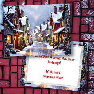 Postal Festiva Navidades personalizados de Cobblestone Street Vil