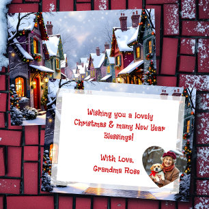 Postal Festiva Navidades personalizados de Cobblestone Street Vil
