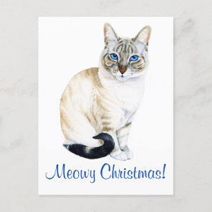 Postal Festiva Navidades personalizados de gato de Lynx Point Sia