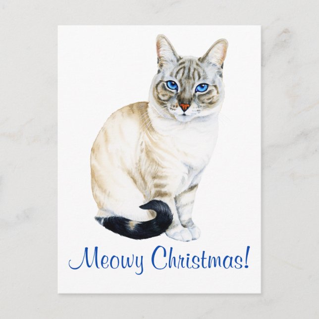 Postal Festiva Navidades personalizados de gato de Lynx Point Sia (Anverso)