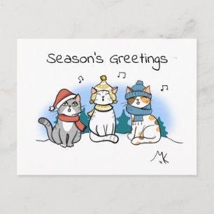 Postal Festiva Navidades personalizados de gatos cargando saludos
