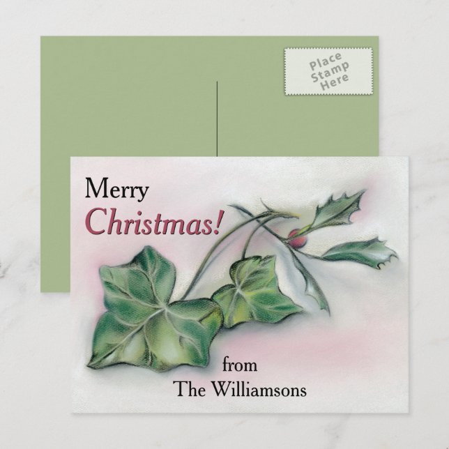 Postal Festiva Navidades personalizados de Ivy y y Holly (Anverso / Reverso)