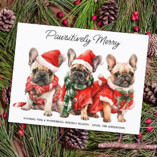 Postal Festiva Navidades personalizados de perros de Bulldog fran