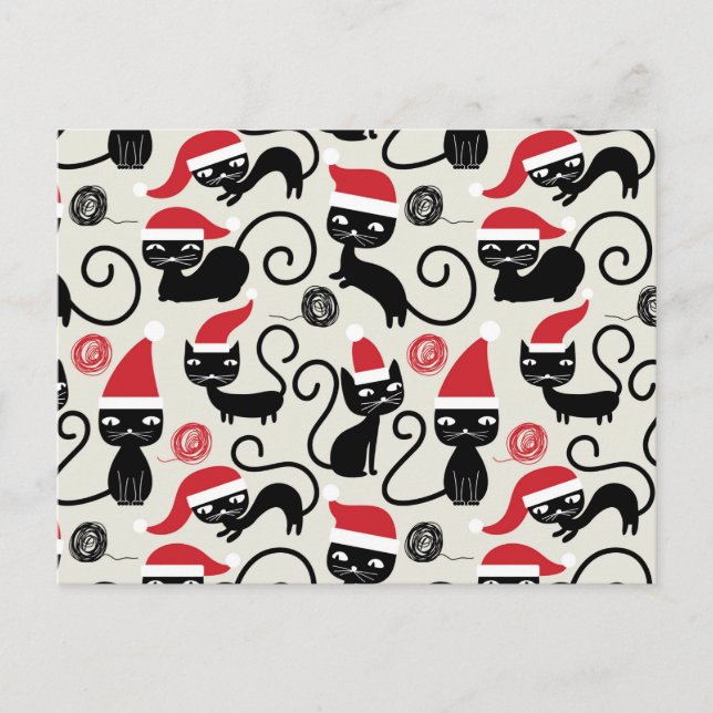 Postal Festiva Navidades personalizados obsequian gatos (Anverso)
