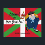 Postal Festiva Navidades personalizados saludan a Olentzero   Iku<br><div class="desc">Navidades personalizados saludando,  Olentzero   Ikurriña: Haga clic en el botón "Personalizar" para añadir su propio mensaje o nombre,  para crear su propio regalo especial,  original y único de Navidades personalizados. SABEMOS SI NECESITAS ESTE DISEÑO EN UN PRODUCTO ZAZZLE ESPECÍFICO. Diseñar RW ©</div>